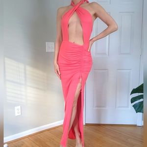 Cutout Maxi Dress in Peach size M